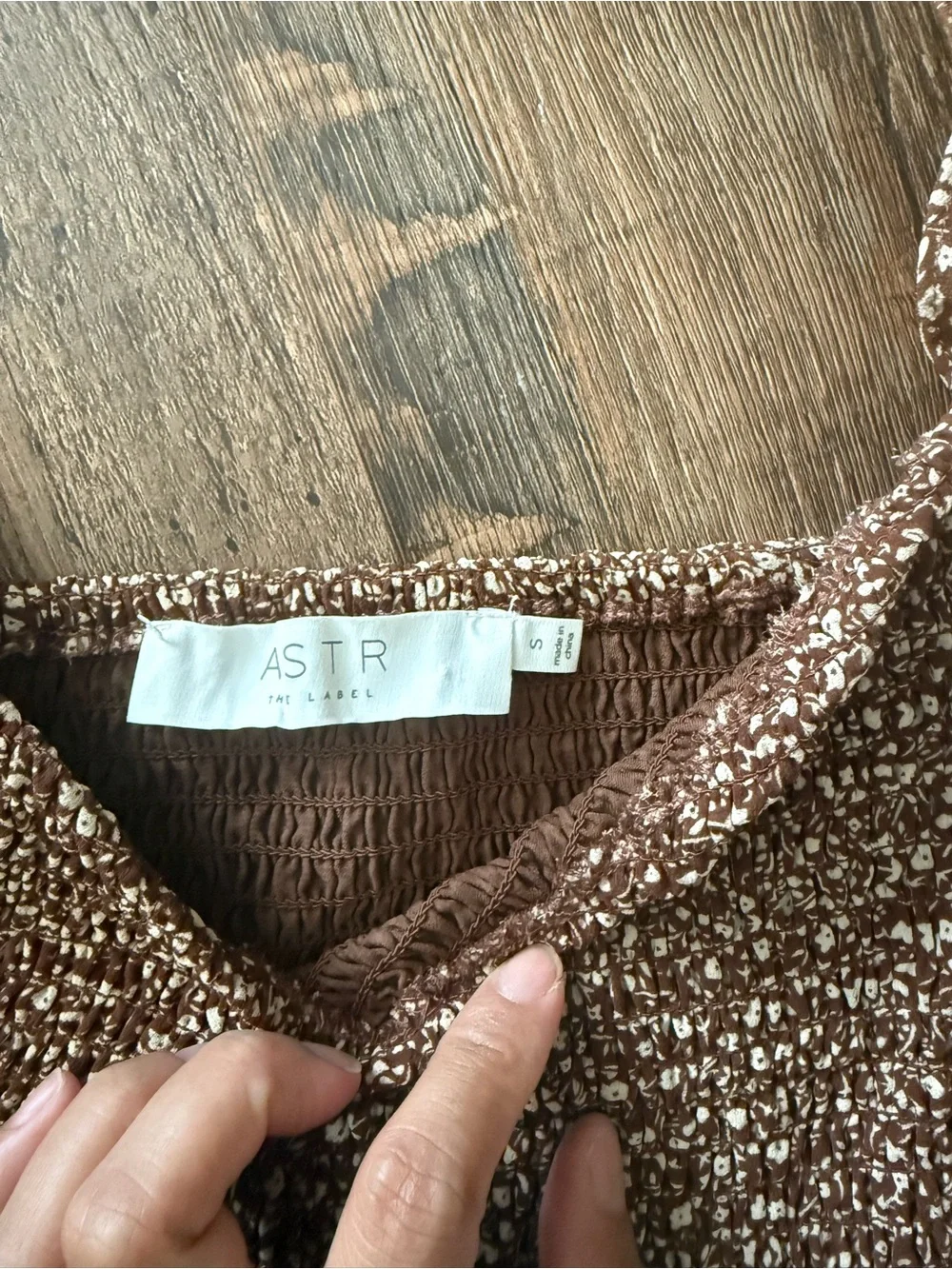 Astr Brown Floral Smocked Ruffle Crop Top